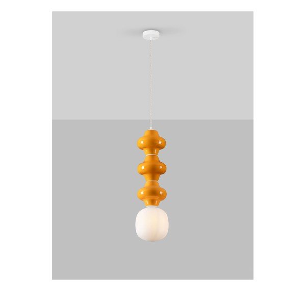 Lustră albă/portocalie din ceramică cu abajur din sticlă ø 18 cm Clio – Nova Luce-image-3