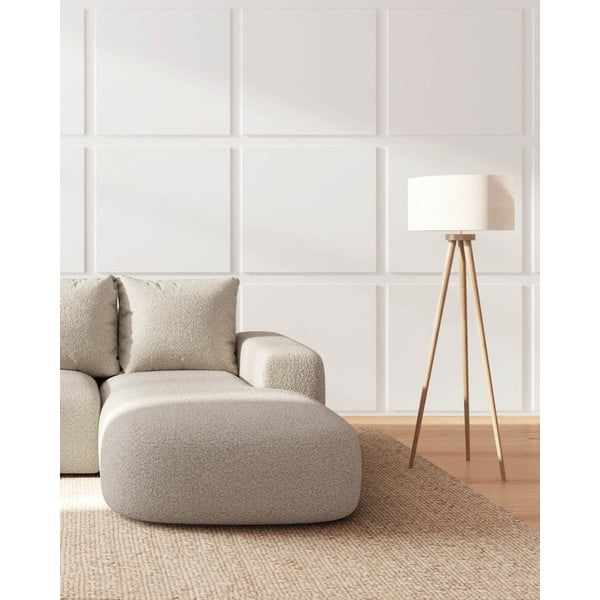 Colțar crem cu tapițerie din stofă bouclé (colț pe partea  dreaptă) Feiro – MESONICA-image-3