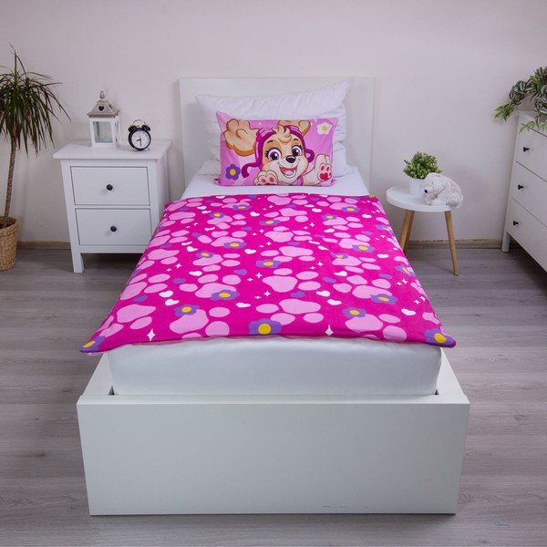 Lenjerie de pat pentru copii roz din bumbac pentru pătuț 100x135 cm Paw Patrol "Pawsome friendships grow" – Jerry Fabrics-image-2