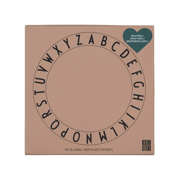 Farfurie adâncă pentru copii Design Letters Eat & Learn, ø 15,5 cm, bej-image-1