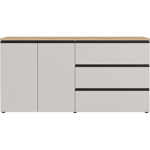 Comodă grej/în culoare naturală deschisă 180x91x41 cm Cormano – Germania-image-4