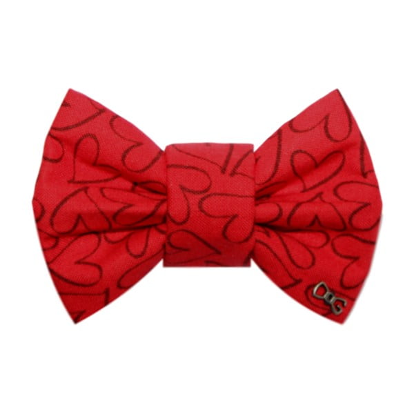 Papion cu inimioare,  Funky Dog Bow Ties, accesoriu pentru câine, mărimea M, roșu
