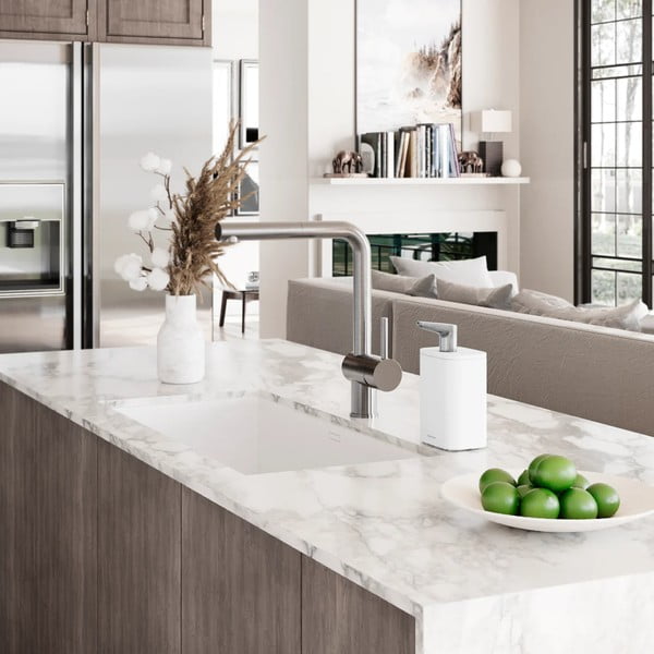 Dozator de săpun lichid alb din oțel 473 ml Pulse – simplehuman-image-1