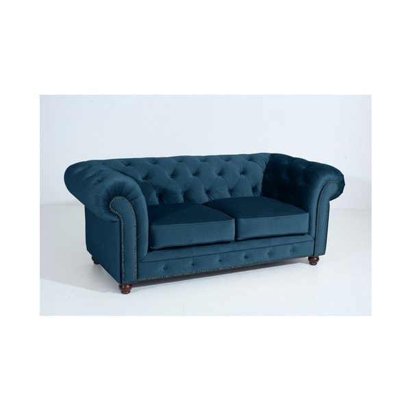 Canapea Max Winzer Orleans Velvet, 196 cm, albastru-image-2