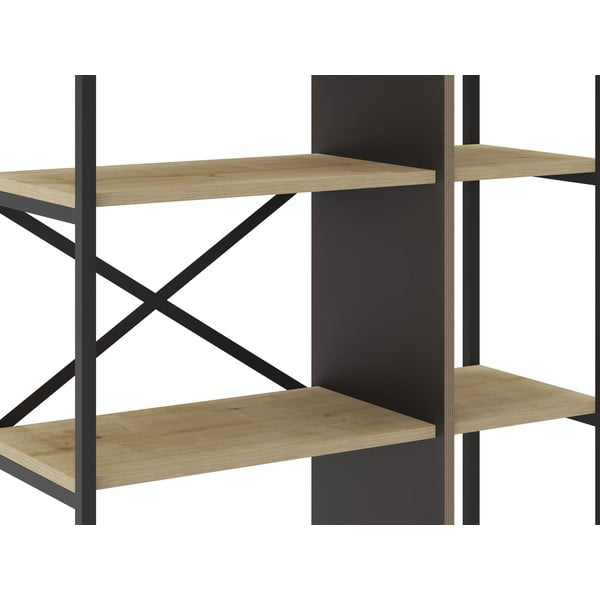 Bibliotecă în culoare naturală cu aspect de lemn de stejar 87,5x175 cm Ara – Marckeric-image-4