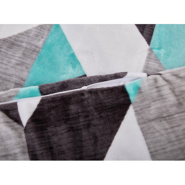 Lenjerie de pat gri/turcoaz din micropluș/cocolino pentru pat de o persoană 140x200 cm Abstract  – My House-image-2