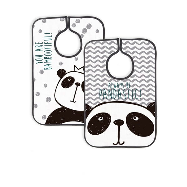 Set 2 bavețele albe-negre Little Nice Things Panda