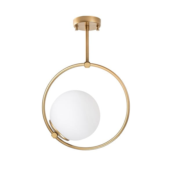 Plafonieră albă/alămie cu abajur din sticlă 39x26 cm Dolunay – Opviq lights