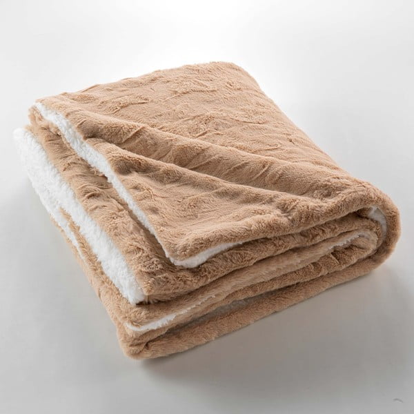 Pătură maro deschis din micropluș/cocolino 180x220 cm Foxy – douceur d'intérieur