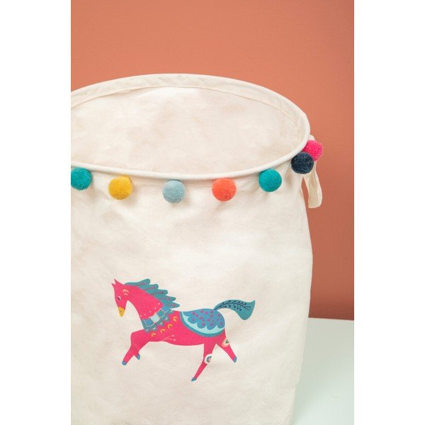 Coș de jucării pentru copii alb din material textil ø 38x48 cm Mimo Eclectic Horse – Premier Housewares-image-4