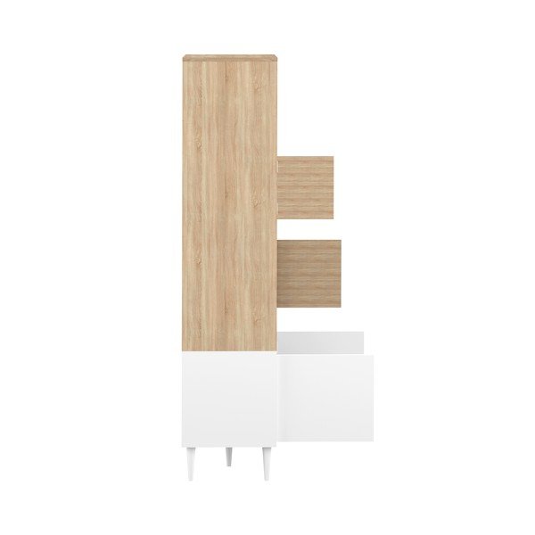 Bibliotecă albă din cu aspect de stejar 90x180 cm Horizon - TemaHome -image-4