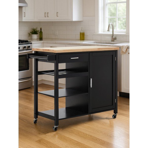 Măsuță de servire cu roți din lemn de arbore de cauciuc 48x105 cm Frankfurt – Premier Housewares-image-2