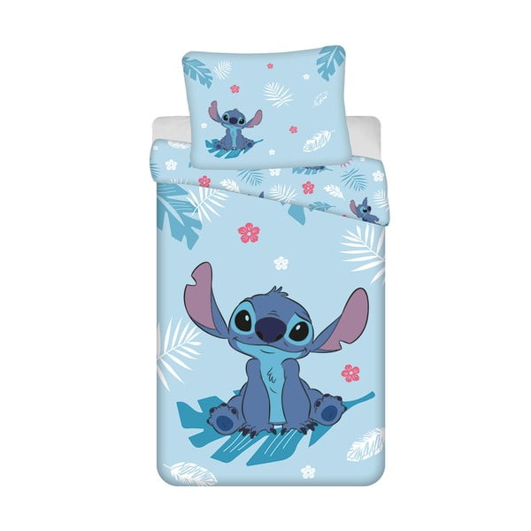 Lenjerie de pat pentru copii albastră din bumbac pentru pat de o persoană 140x200 cm Lilo and Stitch "Blue"  – Jerry Fabrics