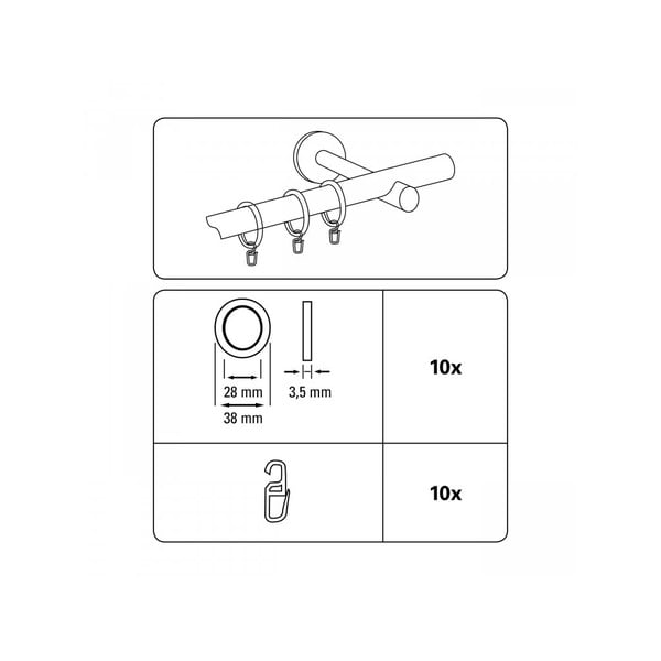 Inele de perdele cu inserție și cârlig în set de 10 Kreta - Gardinia-image-1