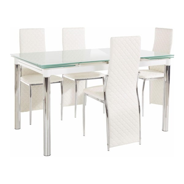 Set masă cu 4 scaune Støraa Pippa William Puro White, alb