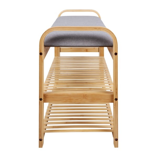 Suport de pantofi din bambus gri/natural cu bancă - Leitmotiv-image-3