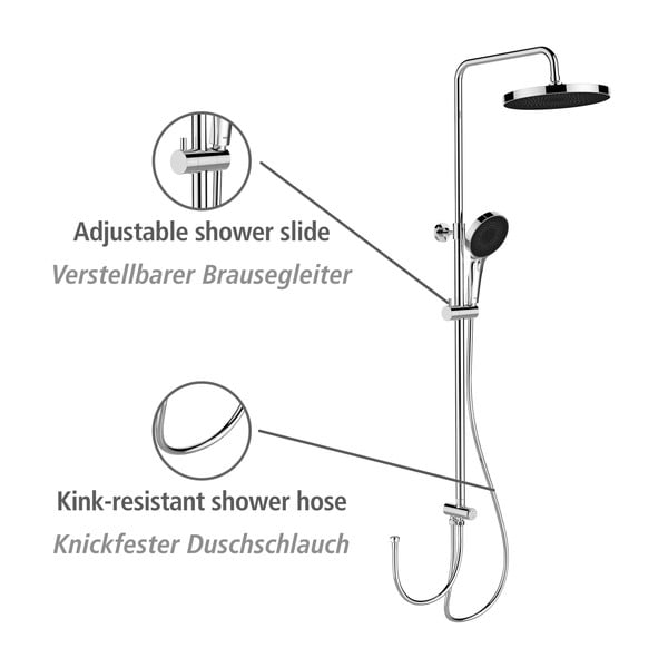 Set de duș argintiu lucios din oțel inoxidabil 120 cm Soft Water – Wenko-image-2