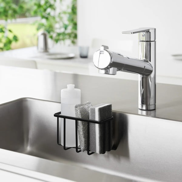 Suport pentru accesorii de spălat negru autoadeziv din metal Film Hook – YAMAZAKI-image-1