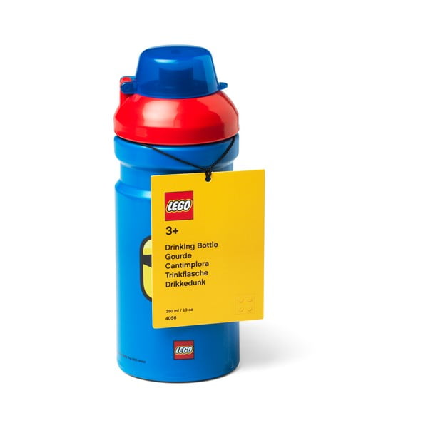 Sticlă pentru apă cu capac roşu LEGO® Iconic, 390 ml, albastru-image-1
