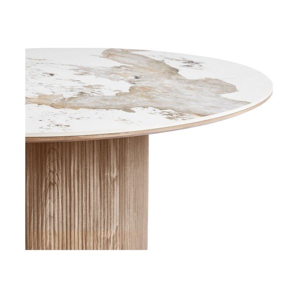 Masă de dining rotundă cu blat cu aspect de marmură ø 140 cm Athens – House Nordic-image-1