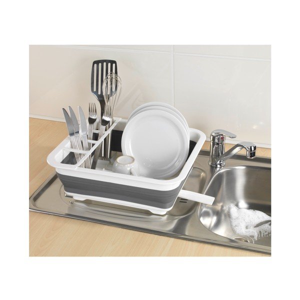Scurgător pliabil pentru vase Wenko Rack, alb-gri-image-4
