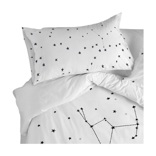 Set 2 fețe de pernă din bumbac Blanc Constellation, 50 x 75 cm-image-1
