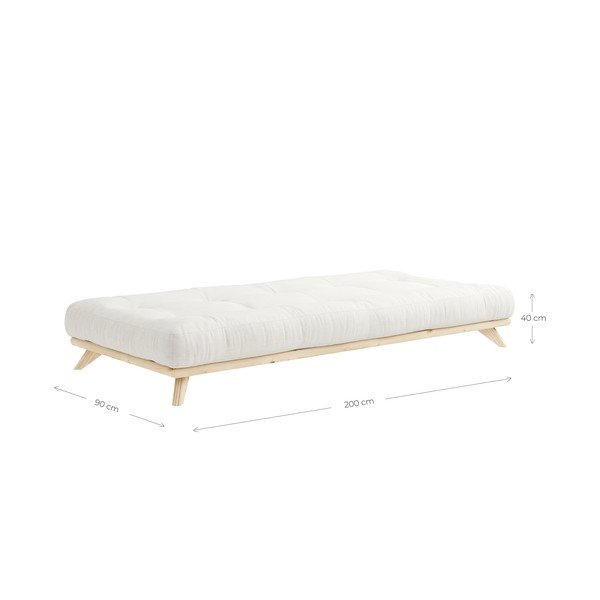 Pat din lemn masiv de pin cu saltea Karup Design Senza Double, 90 x 200 cm, negru-image-4