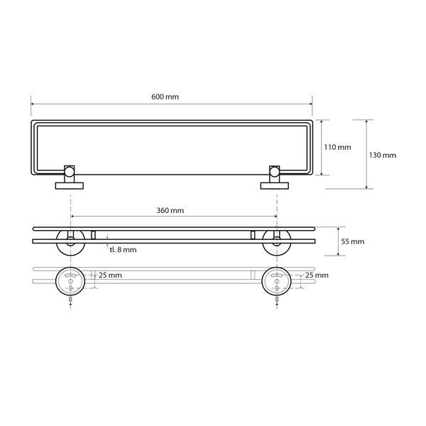 Raft de baie din alamă Sapho X-Round, lățime 60 cm, argintiu-image-1