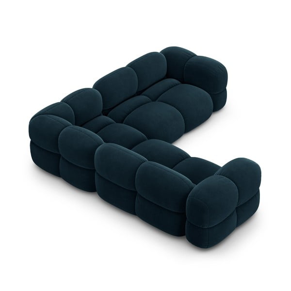 Colțar albastru închis cu tapițerie din catifea Loretto – Cosmopolitan Design-image-4