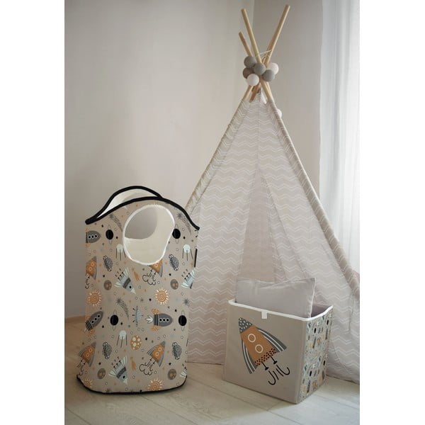Coș de depozitare pentru copii din țesătură bej Cosmos - Butter Kings-image-1