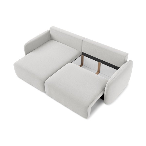 Colțar gri deschis extensibil/cu spațiu de depozitare cu tapițerie din catifea (cu colț pe partea stângă/cu șezlong) Kalena – Makamii-image-4