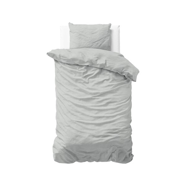 Lenjerie din flanelă pentru pat de o persoană Sleeptime Jason, 140 x 220 cm, gri deschis