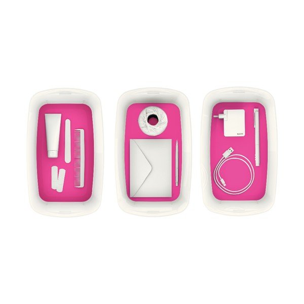 Cutie depozitare cu capac Leitz Office, volum 5 l, alb - roz-image-2