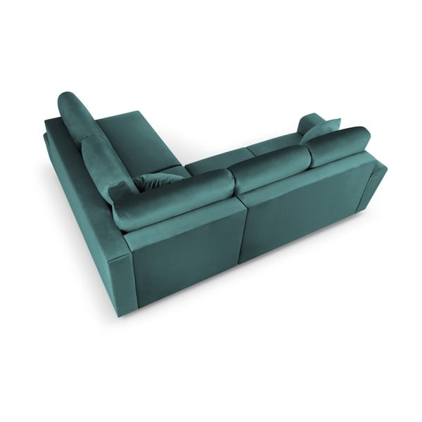 Colțar petrol extensibil, cu spațiu de depozitare cu tapițerie din catifea (cu colț pe partea dreaptă, în formă de ”L”) Kyoto – Cosmopolitan Design-image-4