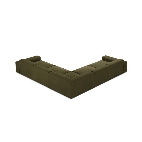 Colțar modular kaki cu tapițerie din catifea (în formă de ”L”) Jodie – Micadoni -image-1