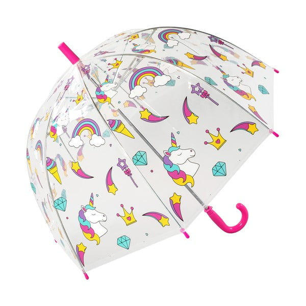 Umbrelă transparentă pentru copii rezistentă la vânt Ambiance Unicorn, ⌀ 72 cm