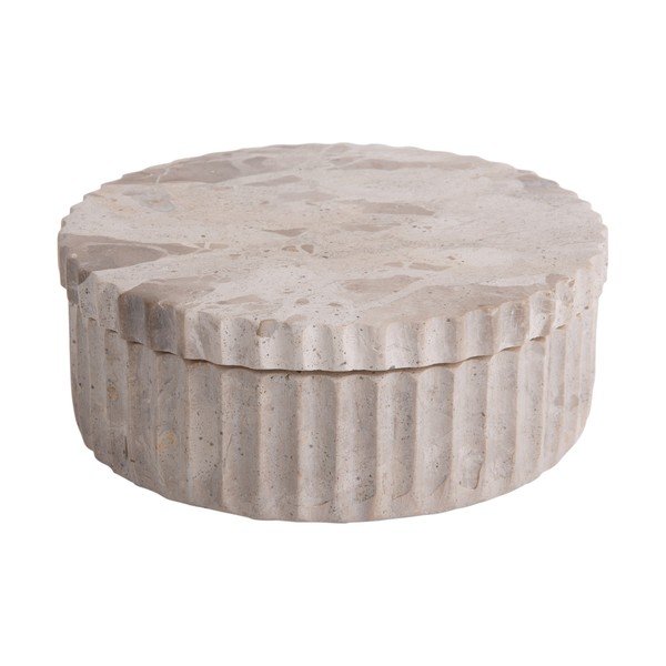 Cutie de depozitare maro deschis din piatră decorativă ø 15x6 cm Marble – PT LIVING