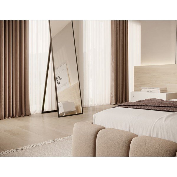 Pat maro deschis tapițat cu spațiu de depozitare cu somieră 90x200 cm Lamica – ELTAP-image-3