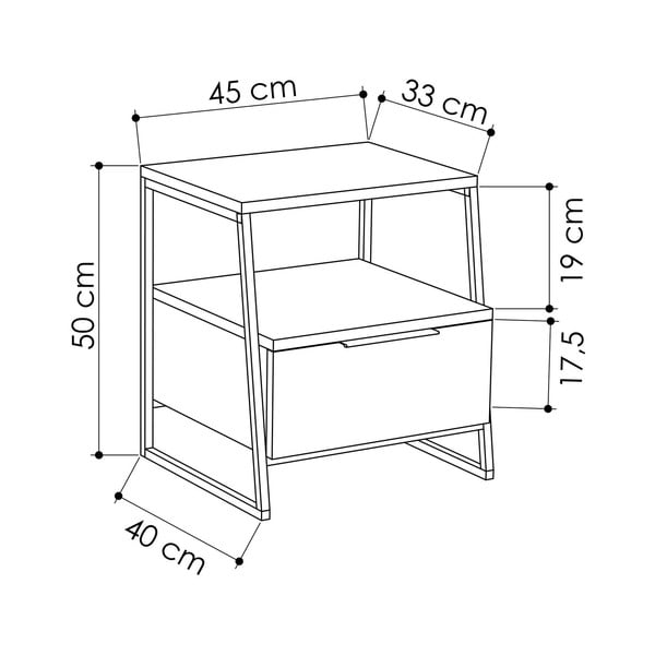 Noptieră albă cu rafturi Pal – Kalune Design-image-3