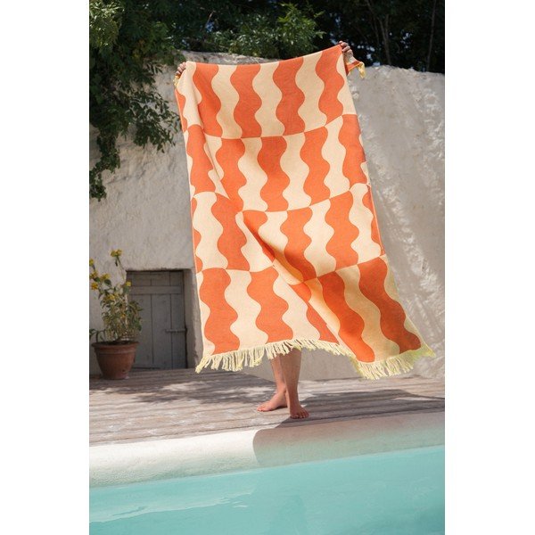 Prosop de plajă galben/portocaliu din bumbac 100x160 cm Nuno – noo.ma-image-1