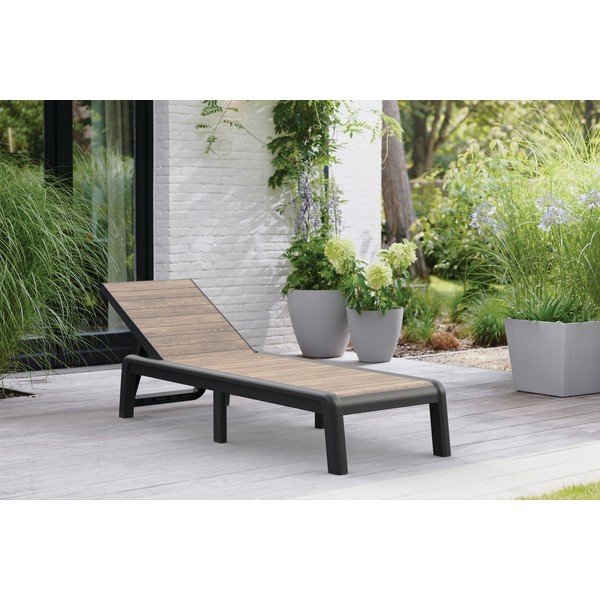 Șezlong de grădină maro din plastic ajustabil/pliabil Deco Porto – Keter-image-1