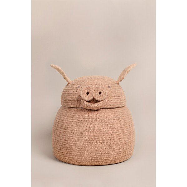 Coș de jucării pentru copii roz deschis din material textil ø 32x30 cm Peggy the Pig – Lorena Canals-image-4