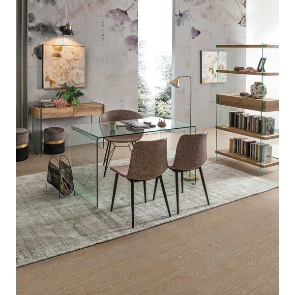 Scaun de living gri cu cotiere din imitație de piele Warhol – Bizzotto-image-1