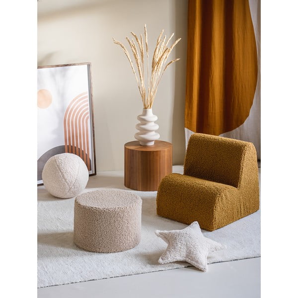 Fotoliu de copii maro cu tapițerie din țesătură bouclé Cloud – Wigiwama-image-2