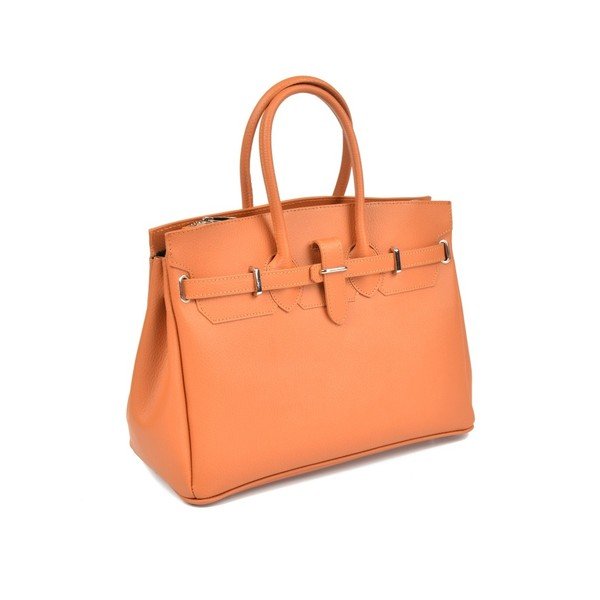 Geantă din piele Carla Ferreri Enrica, maro cognac-image-2