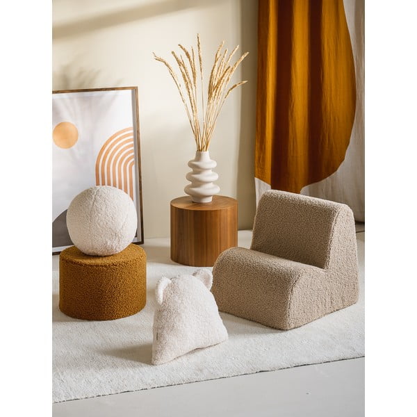 Fotoliu de copii maro deschis cu tapițerie din țesătură bouclé Cloud – Wigiwama-image-4