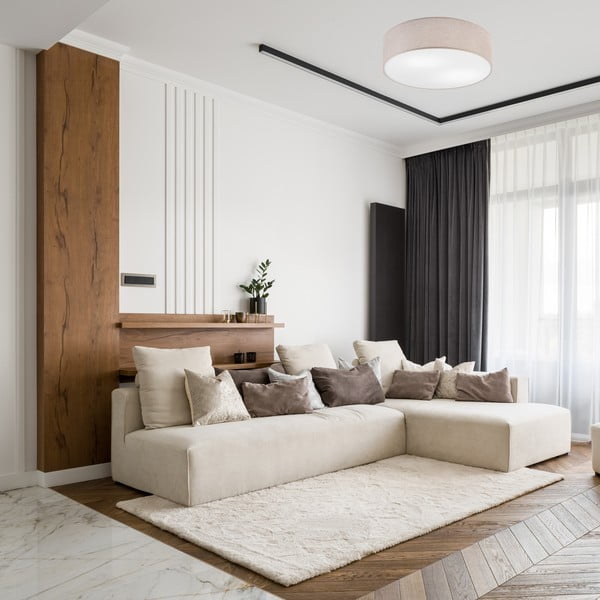 Plafonieră gri deschis cu abajur textil ø 45 cm Vivian – LAMKUR-image-1