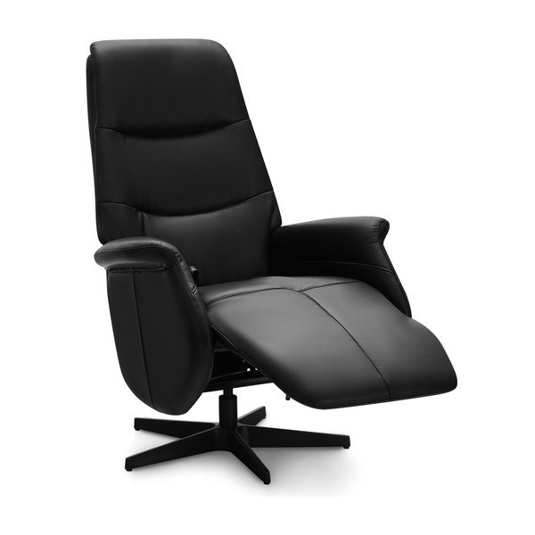 Fotoliu negru de relaxare cu tapițerie din piele Delta – Furnhouse-image-4