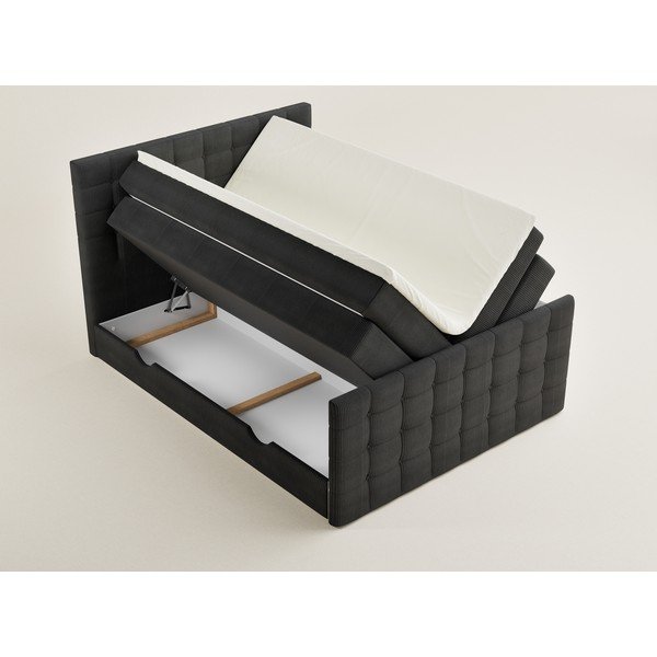 Pat boxspring gri antracit cu spațiu de depozitare 200x200 cm Tasca – Maison de Rêve-image-3
