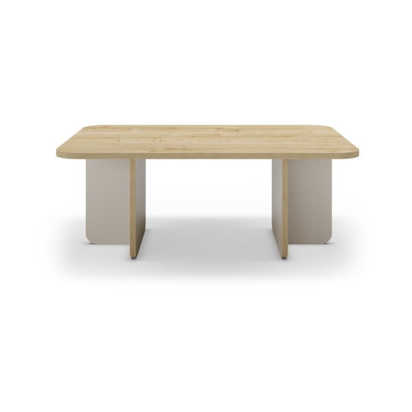 Măsuță de cafea crem/în culoare naturală cu blat cu aspect de lemn de stejar 56x100 cm Hillary – Marckeric